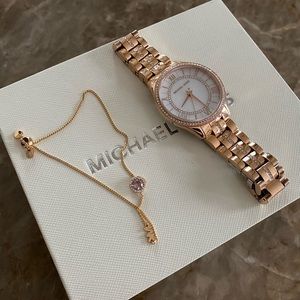Michael Kors Rose Gold Watch and Bracelet